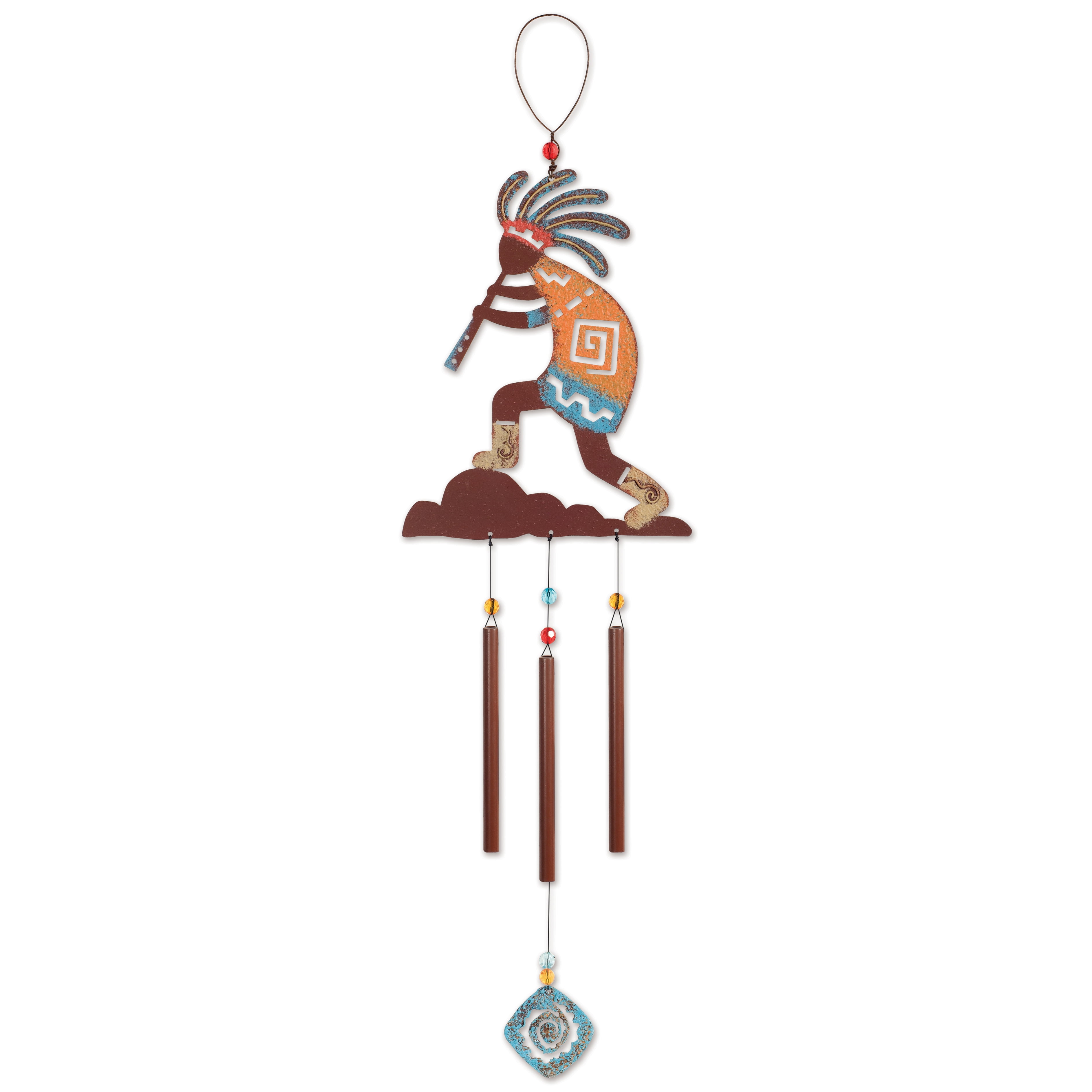 Kokopelli Southwest Tribal Brown 22 x 7 Rustic Metal Wind Noisemaker