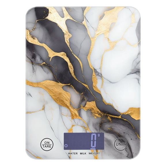 Marble Gold Food Scale Digital Kitchen Scale Waterproof Tempered Glass Tare Function 11 lb for Baking Cooking Meal Prep