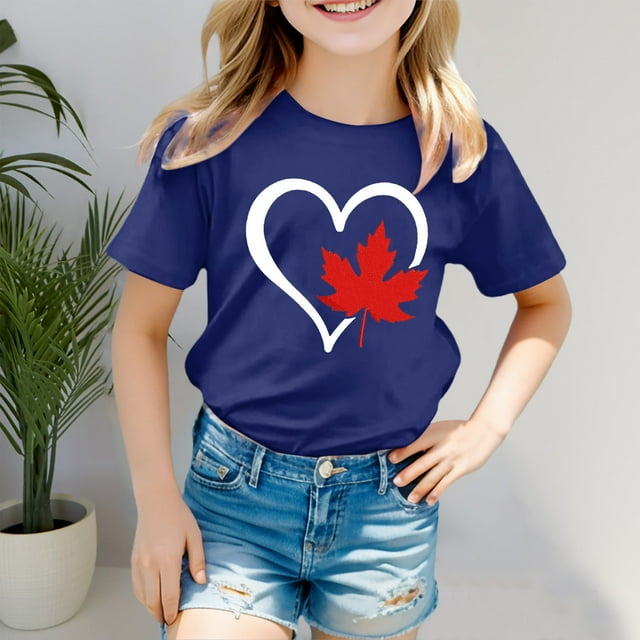 Hauts et T-Shirts pour Filles, T-Shirt Basique à Manches Courtes Col Rond pour Filles – Haut d'Été Coupe Décontractée Léger pour Usage Quotidien