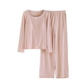 thumbnail image 3 of Jamicy Lounge Sets for Women Solid Color Comfy Ribbed Knit Pajamas Fall Crew Neck Long Sleeve Sleepwear 2 Piece Casual Loungewear, 3 of 9