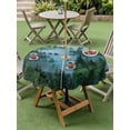 thumbnail image 4 of Outdoor Tablecloths with Umbrella Hole & Zipper, Mountain Round Tablecloths 60 Inch, Forest Green Trees Modern Art Waterproof Table Cloth, Patio/Pool/Picnic Table Covers, 4 of 8