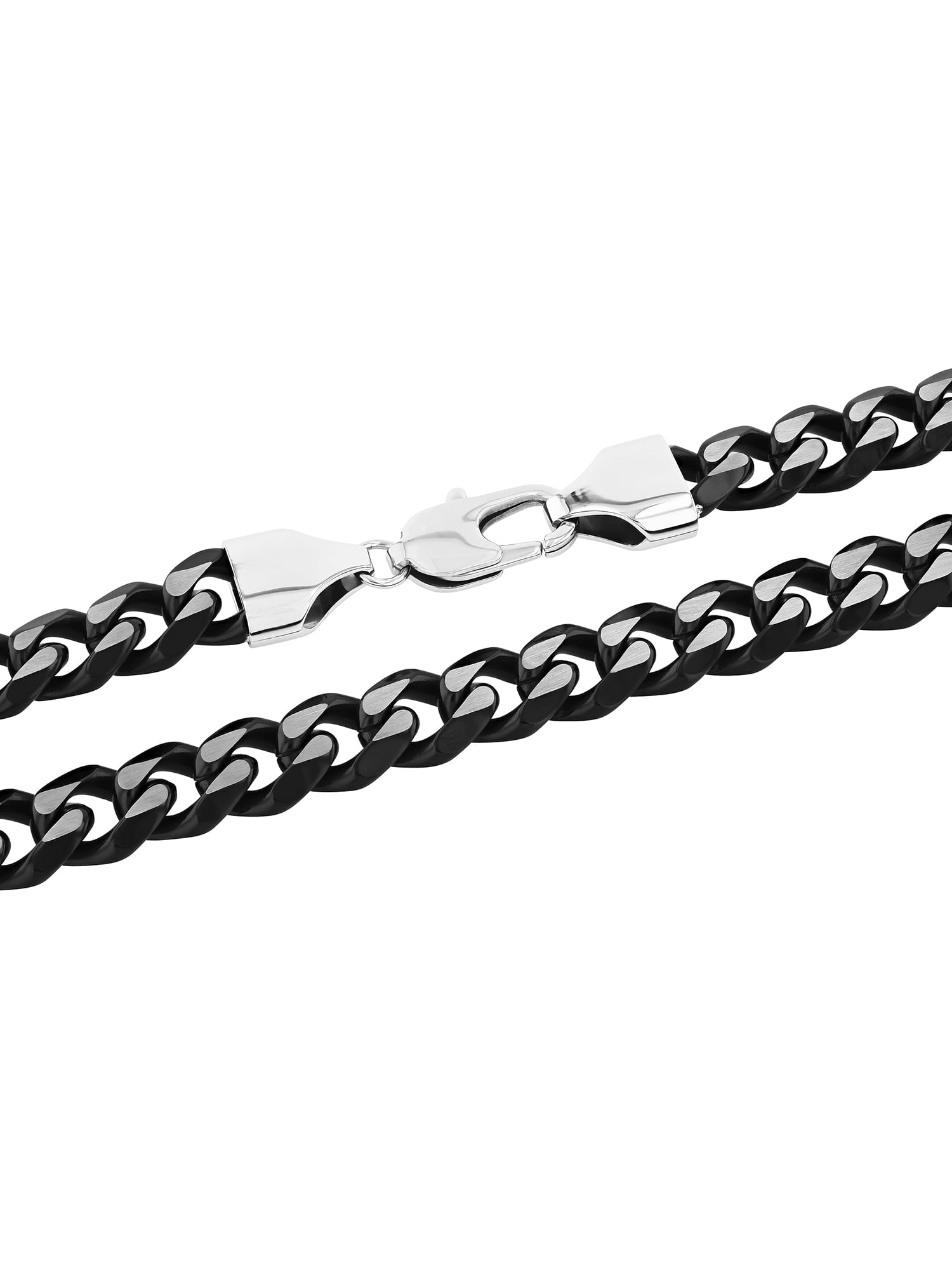 Men's Two-Tone Black Stainless Steel Curb Link Chain Necklace