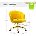 thumbnail image 2 of HULALA HOME Velvet Home Office Desk Chair, Modern Shell Back Makeup Vanity Chair with Wheels, Swivel Height Adjustable Cute Task Chair for Women Girls, Yellow, 2 of 18