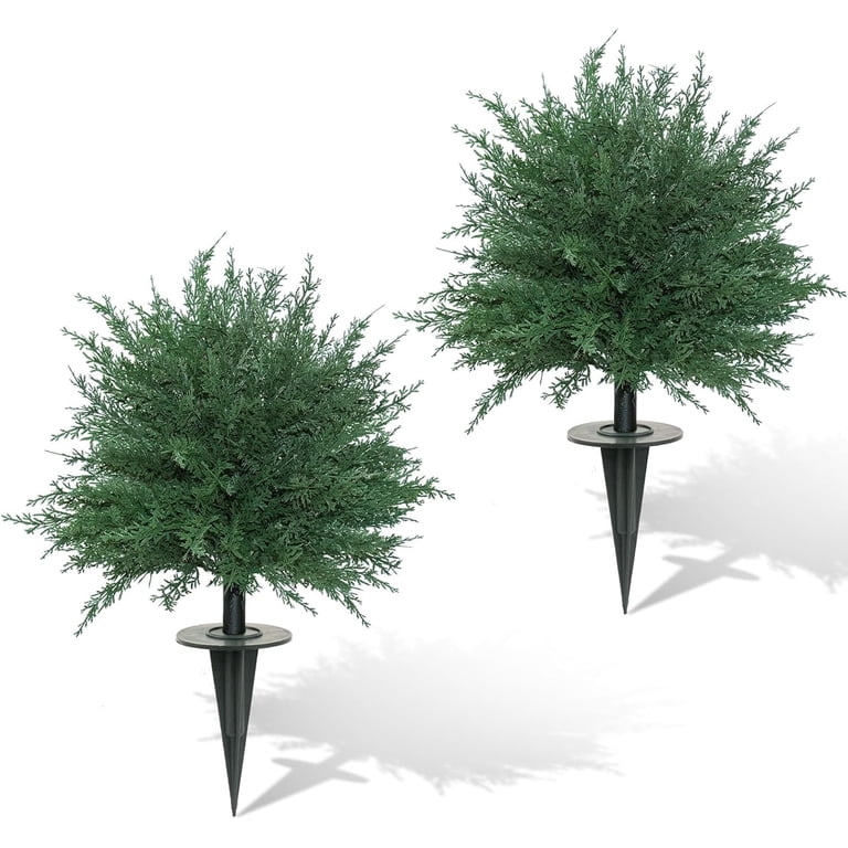 Waipfaru Set of 2 Artificial Cedar Topiary Trees, 24 Inch photo 1
