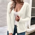 thumbnail image 5 of Usmixi 2023 Sweater Coat for Women Fuzzy Fleece Coats for Women Casual Solid V Neck Button Long Sleeve Cardigan Tops Fall Comfy Knit Sweater Outerwear Winter Sweater Coat, 5 of 7