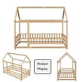 thumbnail image 6 of Bellemave Twin Size House Floor Bed with Fence Guardrails Playhouse Bed Frame Twin Wooden Floor Bed Montessori House Bed, Natural Brown, 6 of 11