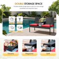 thumbnail image 3 of WLXIANG Patio Conversation Sets Outdoor Loveseat with Built-in Table & Cushions Wicker Patio Furniture Porch Chairs Bench for Lawn, Backyard, Balcony (Red), 3 of 8