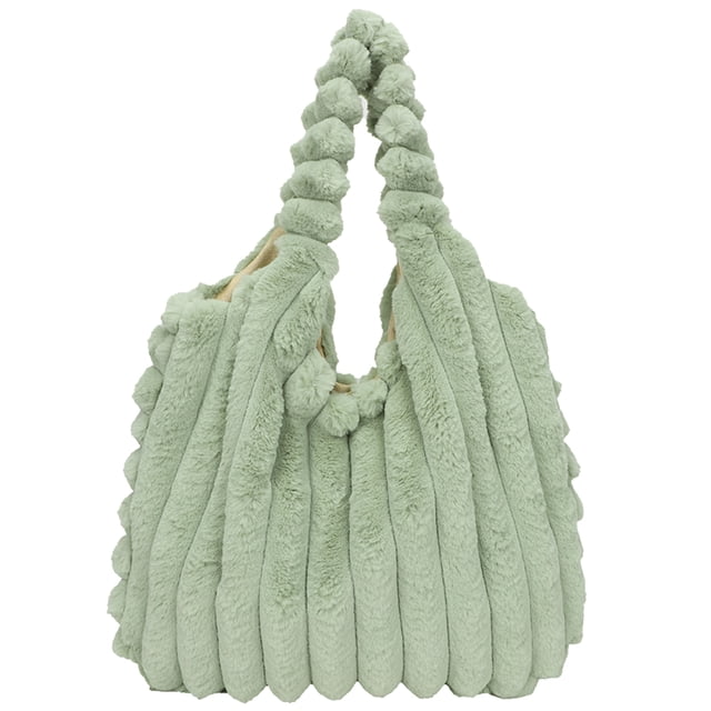 Bolso de mano esponjoso para mujer bolso de mano de felpa de gran capacidad bolso de compras informal