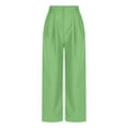 thumbnail image 5 of jtjvou Women's High Waisted Work Pants Button Down Business Office Trousers Long Straight Leg Dress Pants with Pockets Green S, 5 of 6
