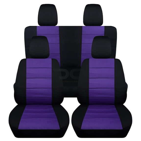 T270-Designcovers Fits 2011-2018 Jeep Wrangler JK 2-Door Cotton Seat Covers: Black and Purple- Front & Rear Solid Bench