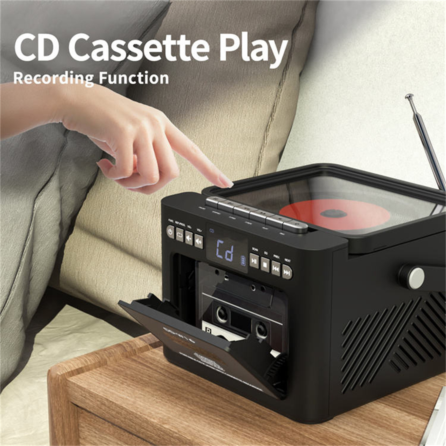 Jazmm CD Cassette Boombox 5000mAh Rechargeable with Bluetooth photo 6