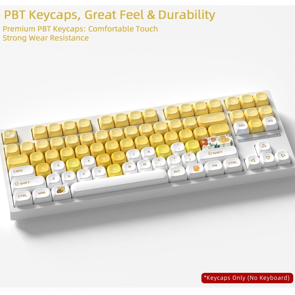 Cute Bee Key Caps Mechanical Keyboard MOA Keycaps PBT Sublimation Keycaps for 68 75 87 95 108 Keyboard