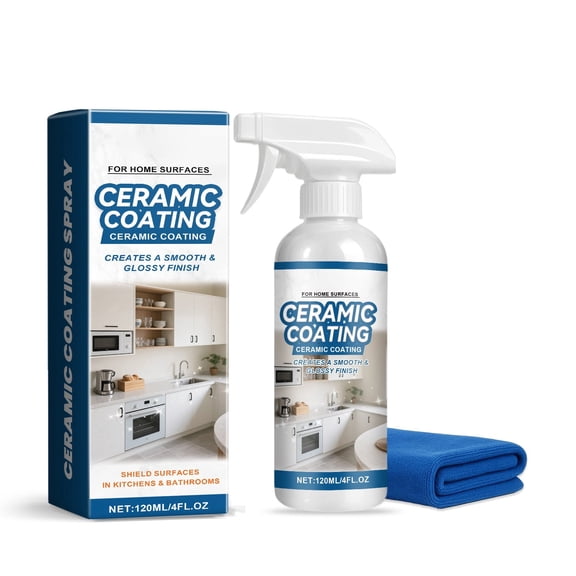 Ceramic Coating Spray Kit – Nano Protective Sealant for Kitchen & Bathroom | Hydrophobic, Anti-Fingerprint & Stain-Resistant Surface Coating, Long-Lasting Shine