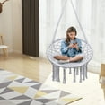 thumbnail image 2 of Costway Hanging Hammock Chair Macrame Swing Handwoven Cotton Backrest Garden Grey, 2 of 9