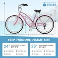thumbnail image 5 of Lilypelle Adults Beach Cruiser Bicycle, 24" 26" Wheel 7 Speed Bike Fits Rider: 4'11"-6'2", Step Through Bikes for Commuting, Unisex, 5 of 12