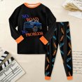 thumbnail image 2 of TOWED22 Toddler Baby Boy Fall Outfits 2Pcs Long Sleeve Cute Print Round Neck Sweatshirt Fleece Pants Casual Clothes(Orange,2-3 Y), 2 of 8