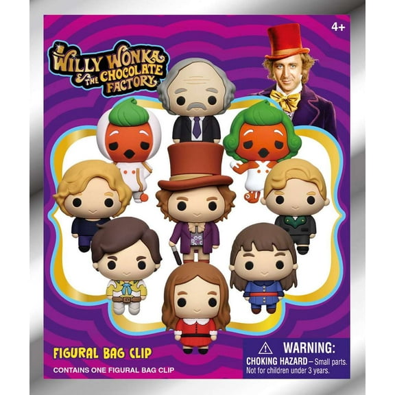 Monogram Willy Wonka & The Chocolate Factory 3D Figural Collectible Characters Bag Clips, Mystery Pack