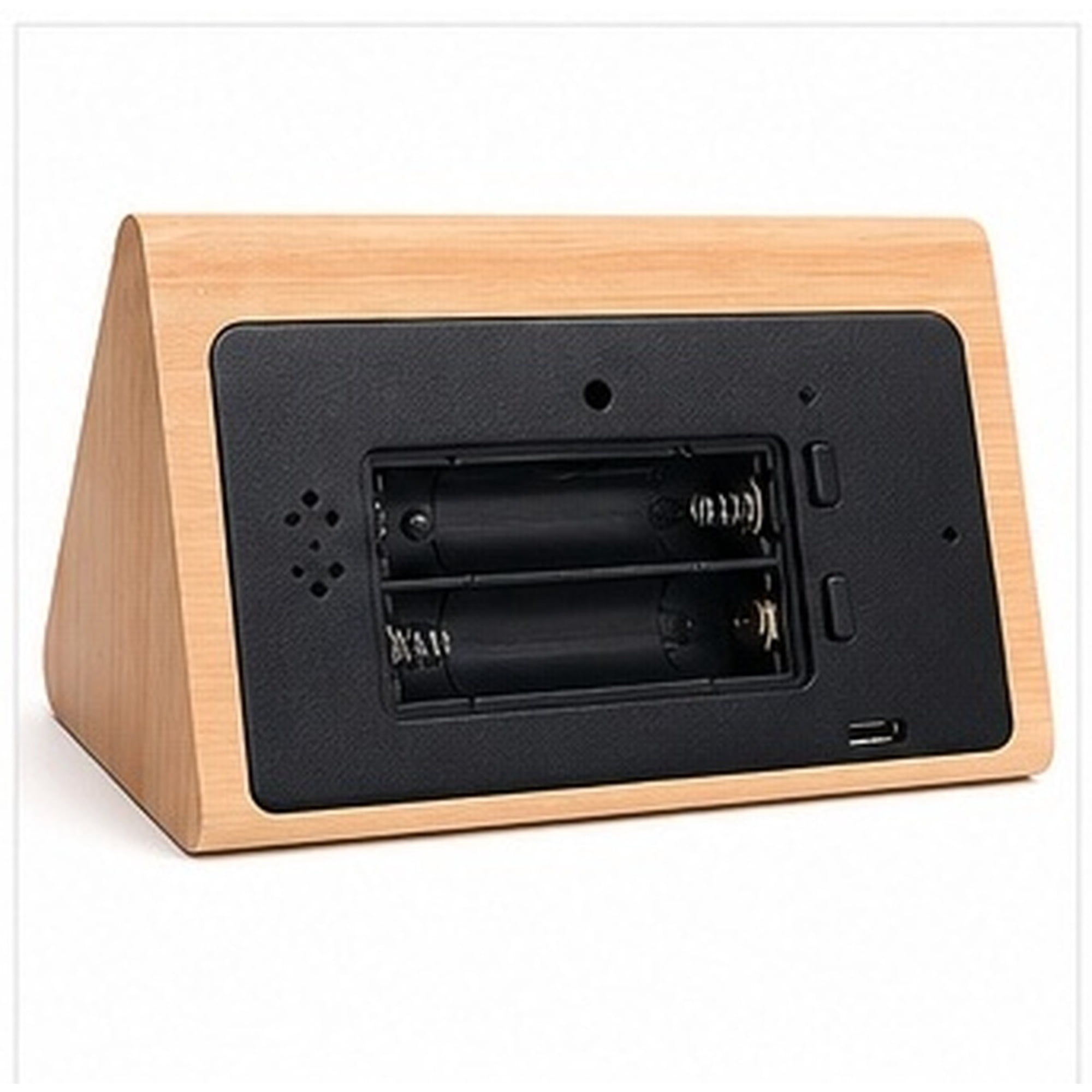 HONITANO Blue LED Wooden Desk Clock with Temperature Display and Voice Controlled Alarm