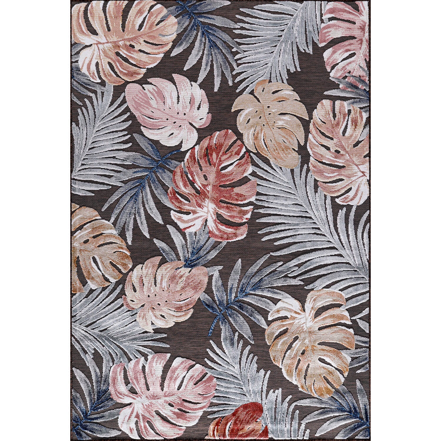 CAMILSON Spring Leaf Tropical Botanical Easy-Cleaning Non-Shedding Washable Outdoor Indoor Area Rug Brown 6x9