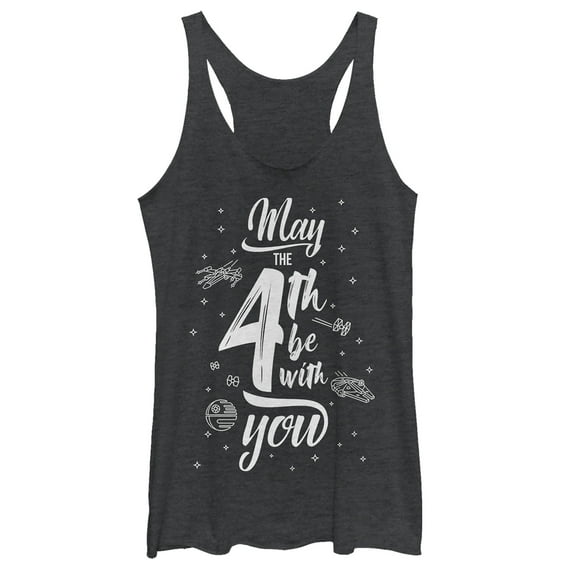 Women's Star Wars May the Fourth Starry Icons  Racerback Tank Top Black Heather Small