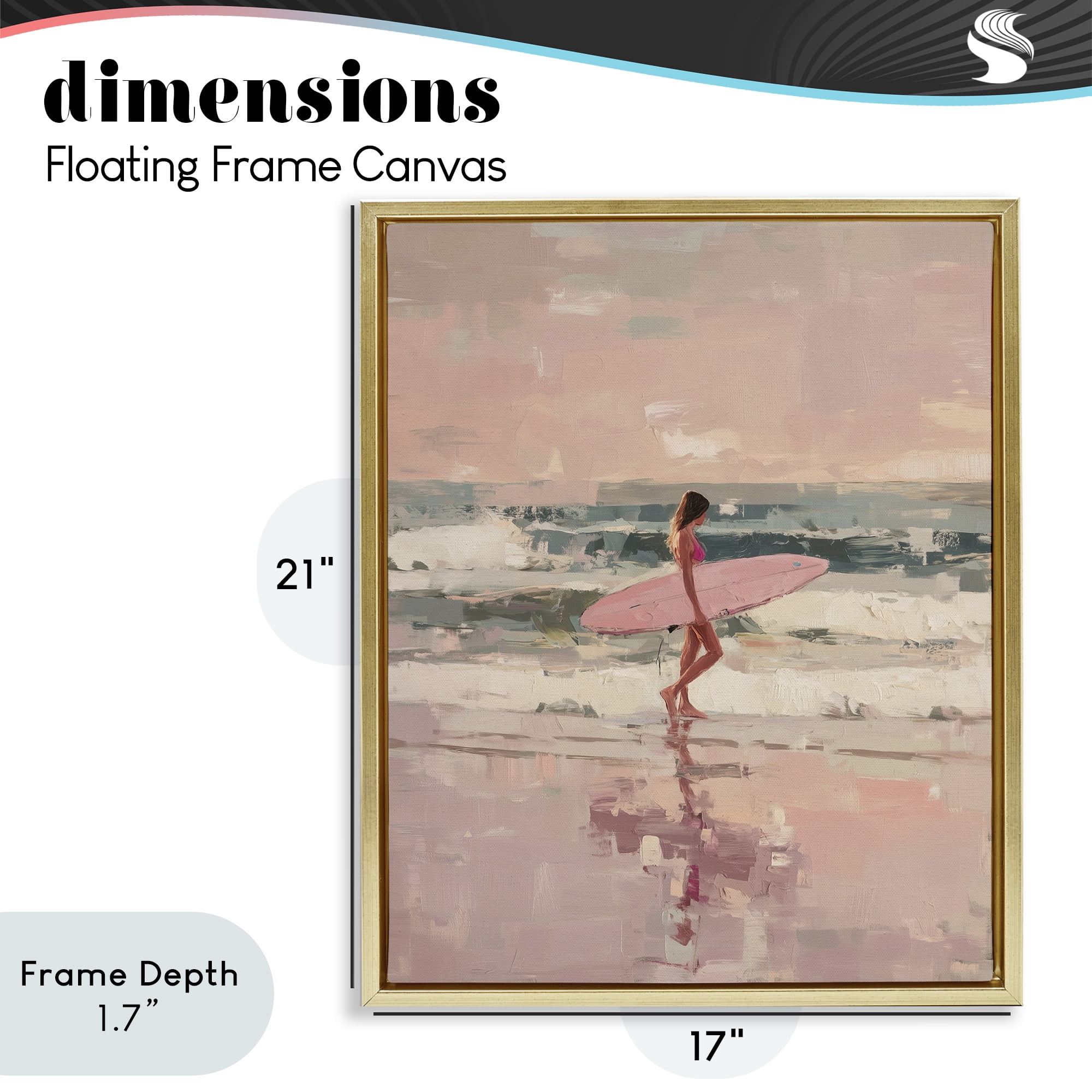 Stupell Industries Rider Of The Waves Gold Framed Floater Canvas Wall Art, design by Svetlana Aleynikova