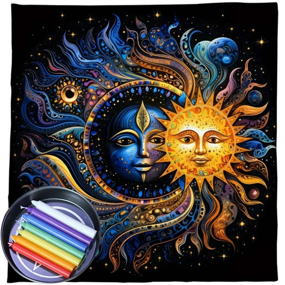 Necvior Moon & Sun Astrologys Tarots Tablecloth Altars Cloth Divinations Tablecloth