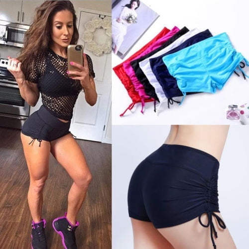 Gupgi Women Slim Tight Short Feminino Fitness Summer Casual Gym Yoga Shorts Elegant Basic Sports Shorts Black