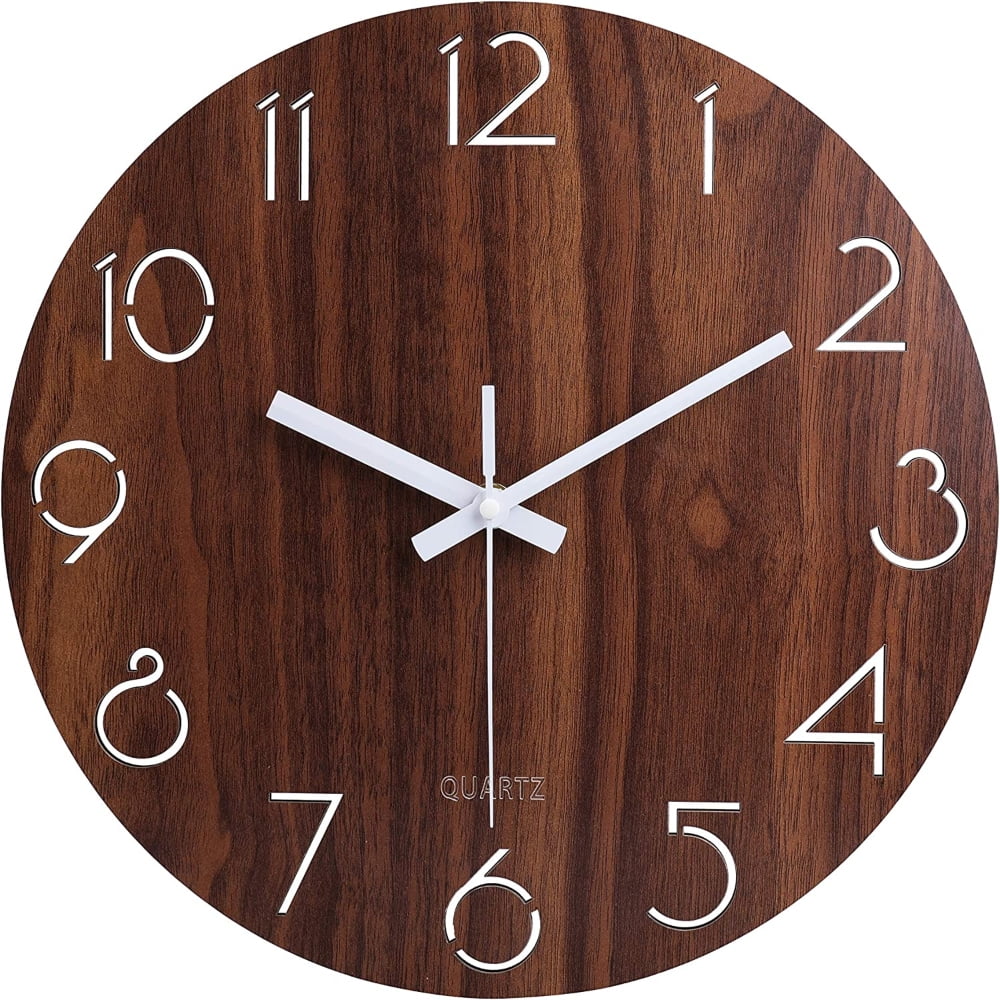 12 Shabby Chic Design Rustic Country Tuscan Style Wooden Decorative Round Wall Clock Silent Non
