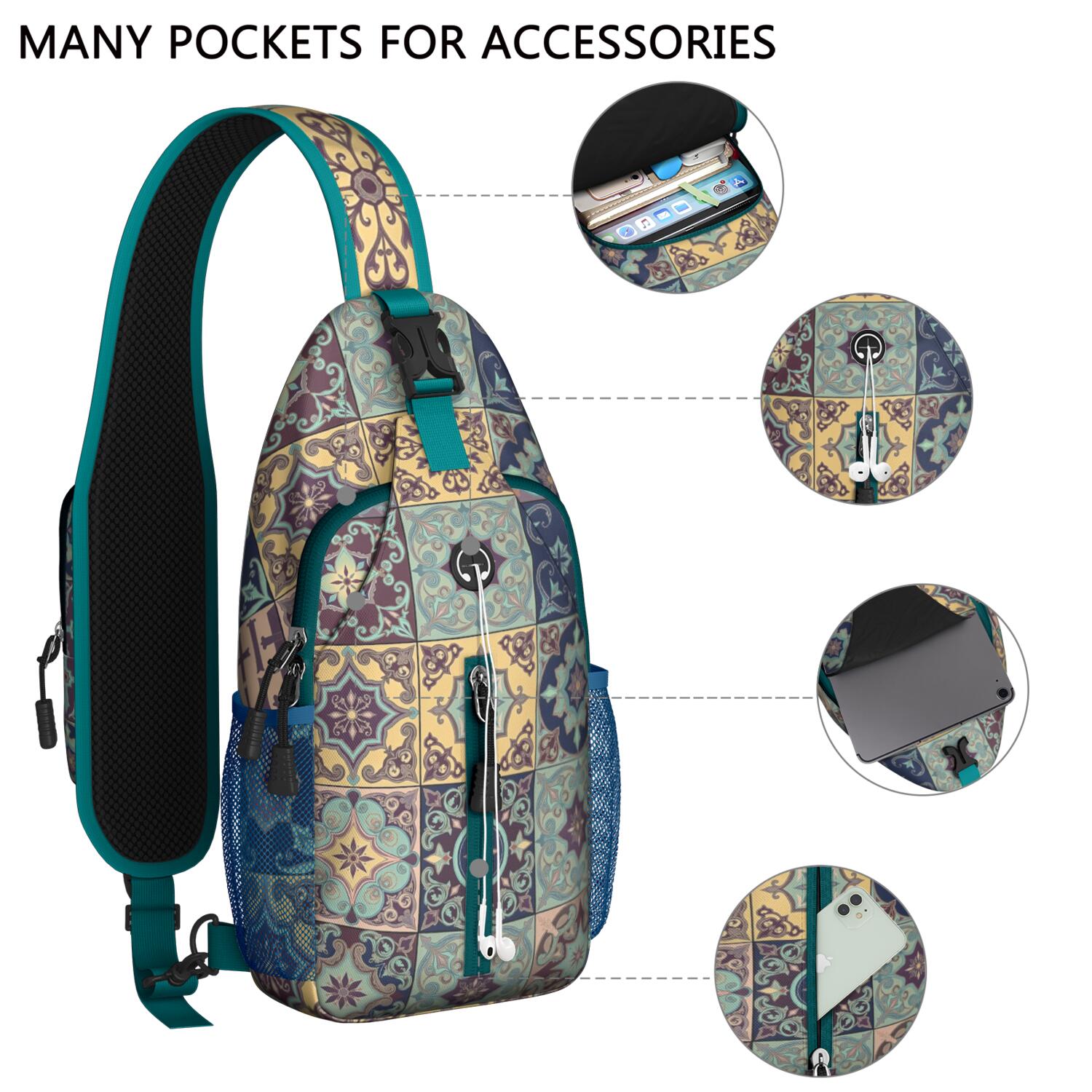 Crossbody Sling Bag Hiking Casual Sport Daypack Bohemian Tribal Travel Backpack Backpack Purse for Women Men