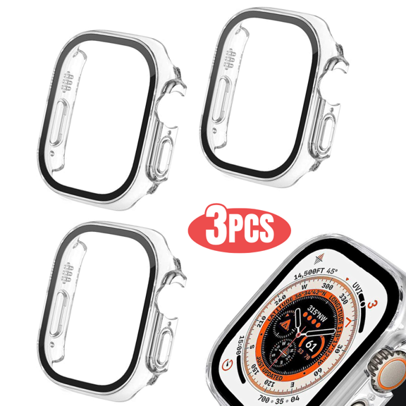 Qixxronics for Apple Watch Series Ultra 3 [49mm] Case, with Built-in Tempered Glass Screen Protector [3PCS]