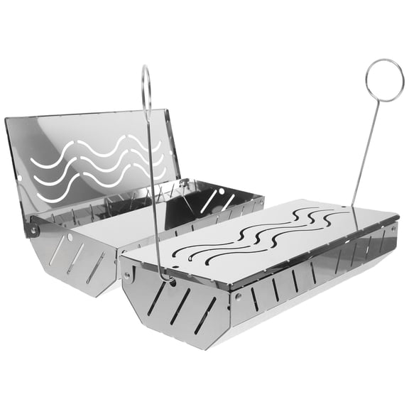 Yardwe 2Pcs Stainless Steel Grill Box Enhancing Grilling Techniques For Outdoor Cooking With Silver Style