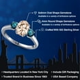 thumbnail image 2 of Gem Stone King 1.54 Ct Oval Peach Morganite Blue Diamond 925 Sterling Silver Ring, 2 of 6