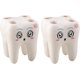 thumbnail image 1 of Soporte para cepillo de dientes de dibujos animados, 2 uds., soporte para cepillo de dientes con 4 orificios en forma de diente para baño de niños (blanco), 1 of 5