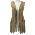 thumbnail image 5 of Winter Jackets for Women, Women Autumn Winter Suede Ethnic Sleeveless Tassels Fringed Vest Cardigan, 5 of 9
