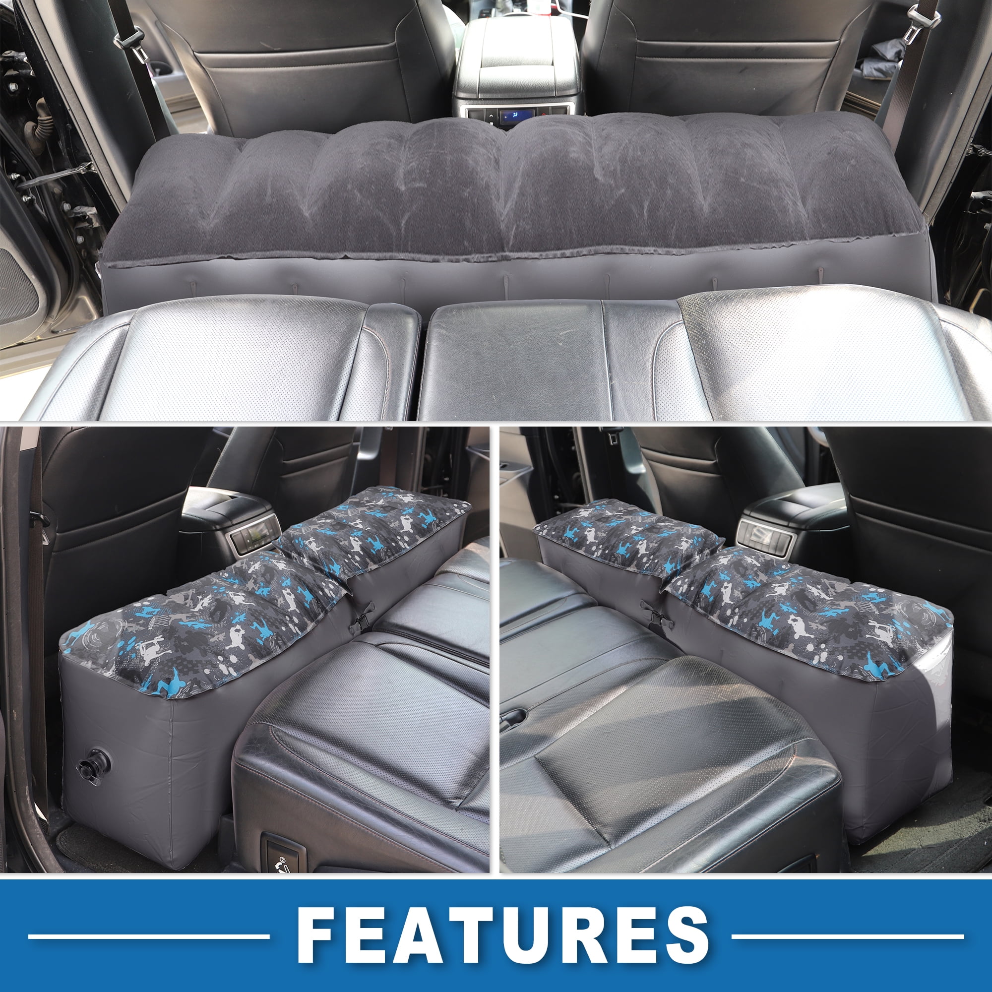 Unique Bargains Car Mattress Sleeping Mat Comfortable Rear Seat Air Bed Gap Pad for Napping Travel Gray Assorted Color
