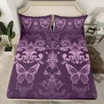 thumbnail image 2 of Manfei Baroque Gothic Theme Bed Sheets,Damask Print King Sheets,Purple Cute Butterfly Sheet Set For Adults,Ultra Soft Bedroom Decoration,4 Pieces, 2 of 7