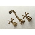 thumbnail image 3 of Kingston Brass KS3123NX Hamilton Double-Handle 3-Hole Wall Mount Bathroom Faucet in Antique Brass, 3 of 8