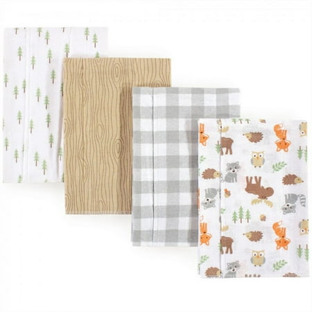 UPC: 0660168560008 | Hudson Baby Infant Boy Cotton Flannel Burp Cloths 4pk  Woodland  One Size