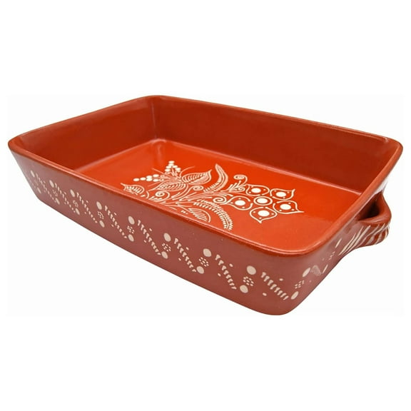Portuguese Pottery Terracotta Rectangular Clay Baking Pan for Oven Casserole Made in Portugal
