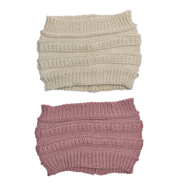 Paquete de 2 diademas cálidas de invierno, pañuelos de punto para la cabeza, anchos, elásticos y de crochet, para calentar las orejas, pañuelos suaves y elásticos para mujeres y niñas