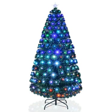 TBKLEY 7ft Pre-Lit Fiber Optic Artificial Christmas Tree,  Xmas Tree w/285 Colorful  LED Lights, 280 Branch Tips