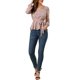 thumbnail image 2 of INSPIRAR CHIC Blusa de Peplum de Manga Larga Floral con Cuello Cuadrado y Cinturón XL Rosa, 2 of 7