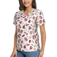 thumbnail image 2 of Xecao Different Meat for Women's V-Neck T-Shirts-Elegant Half-Sleeve Tops Perfect for Summer-Medium, 2 of 5