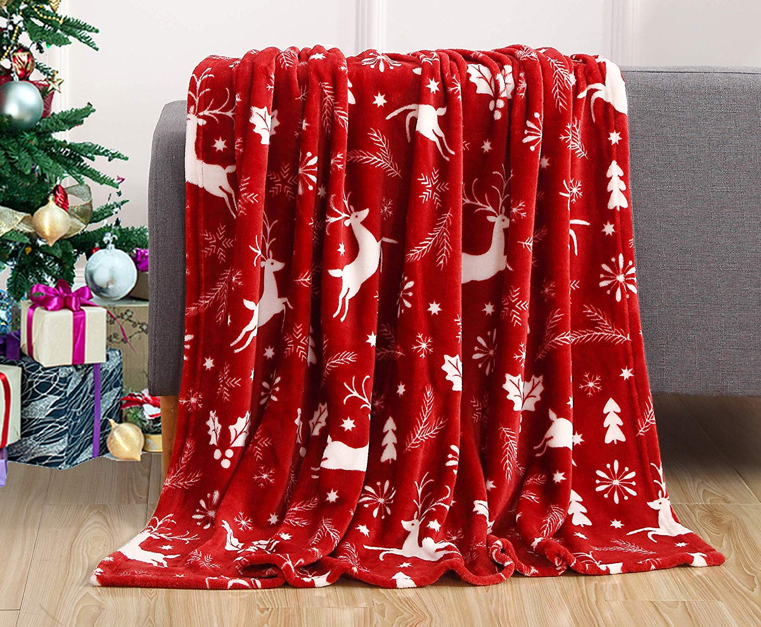 Luxury Velvet Super Soft Christmas Prints Fleece Throw/Blanket -Holiday
