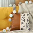 thumbnail image 4 of Boho Handcrafted Decorative Single Throw Pillow Cover Vegan Faux Leather Geometric 17" x 17" Brown & Ivory Square for Couch, Bedding, 4 of 9