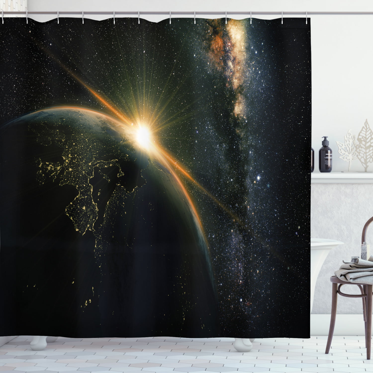 Details about   Abstract Color Cosmic Space and Stars Shower Curtain Set Waterproof Fabric Hooks 