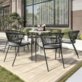 thumbnail image 3 of Dextrus Set of 6 Outdoor Dining Chair with Cushion, All-Weather Stackable Patio Bistro Chair Rope Woven Design - Gray, 3 of 10