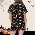 thumbnail image 5 of Weebloom Cute Halloween Pajamas For Toddler Girl Silk Satin Cute Graphic Short Sleeve Button Up Shirts And Shorts Summer Fall 2 Piece Set Pjs Jammies, 5 of 5