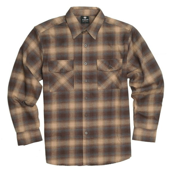 YAGO Men's Casual Plaid Flannel Long Sleeve Button Down Shirt Tan/AB21 (S-5XL) (Medium)