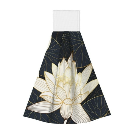 

Gaeub Golden Lotus Print Hand Towels with Hook Hanging Tie Towels Coral Velvet Dishtowels for Bathroom Restroom Home Decor